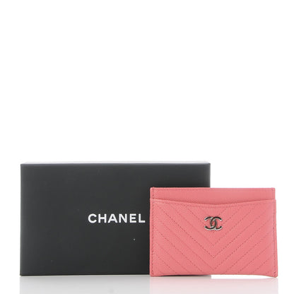 Chanel Caviar Chevron Quilted Card Holder Pink 9 of 9