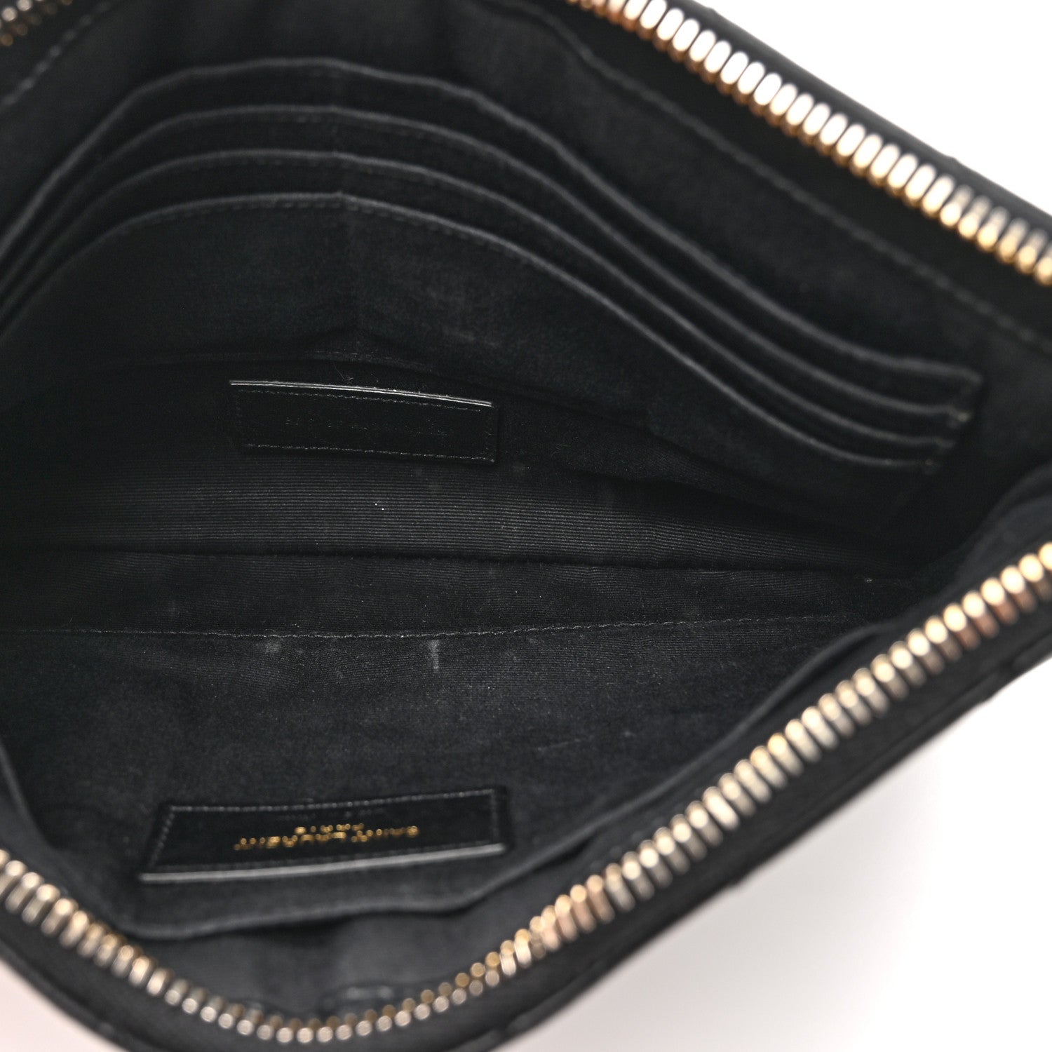Saint Laurent Calfskin Matelasse Chevron Monogram A5 Wristlet Black 5 of 13