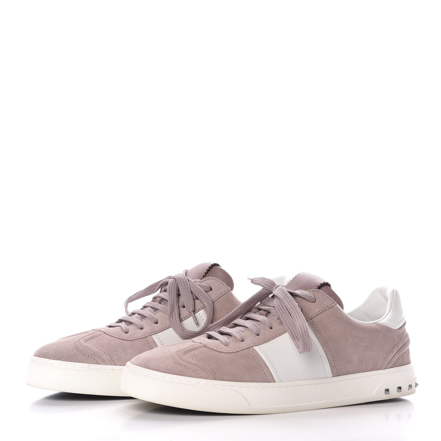Valentino Garavani Suede Calfskin Mens Rockstud Flycrew Sneakers 41.5 Pink White 2 of 7