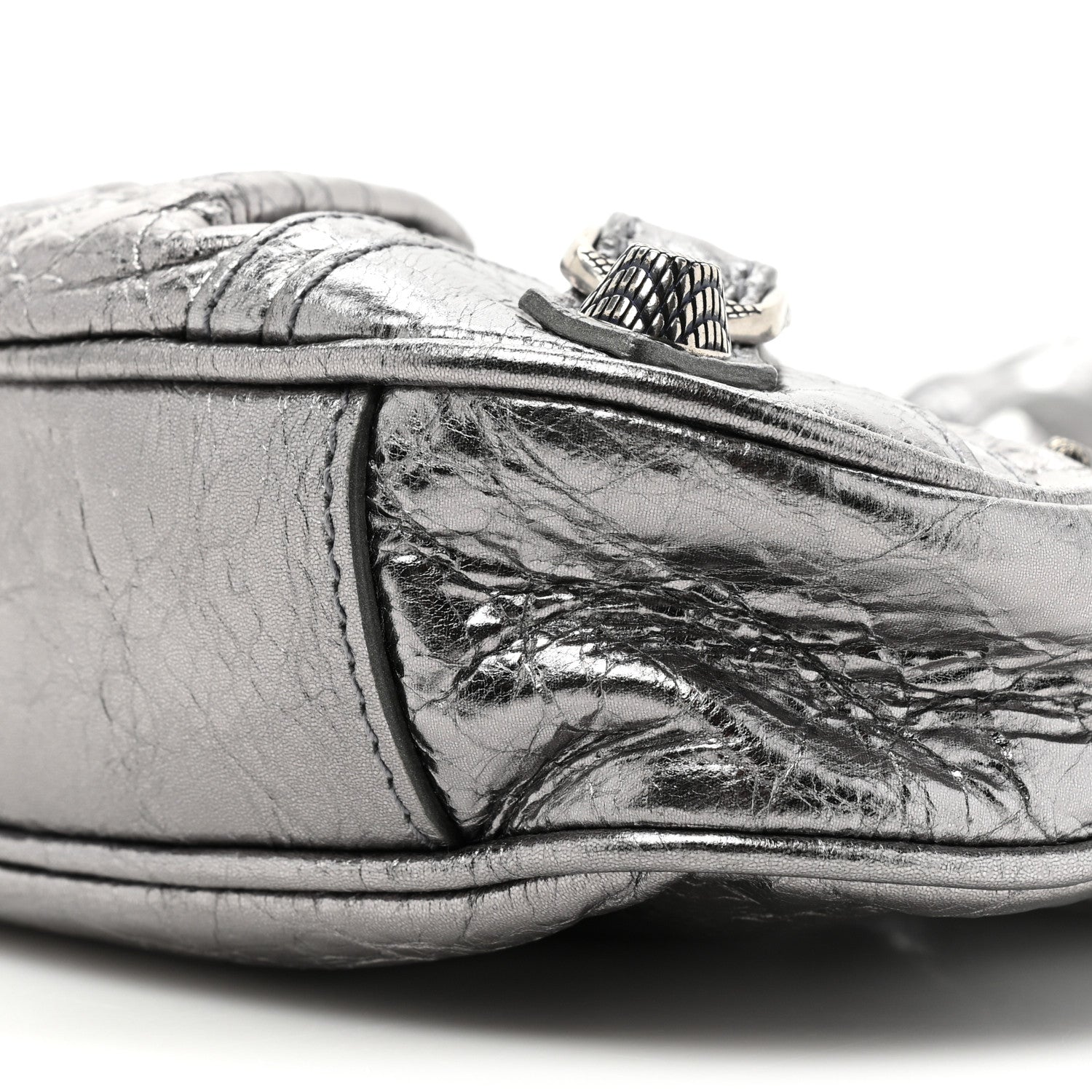 Balenciaga Metallic Agneau Arena Le Cagole Purse With Chain Mini Silver 7 of 9