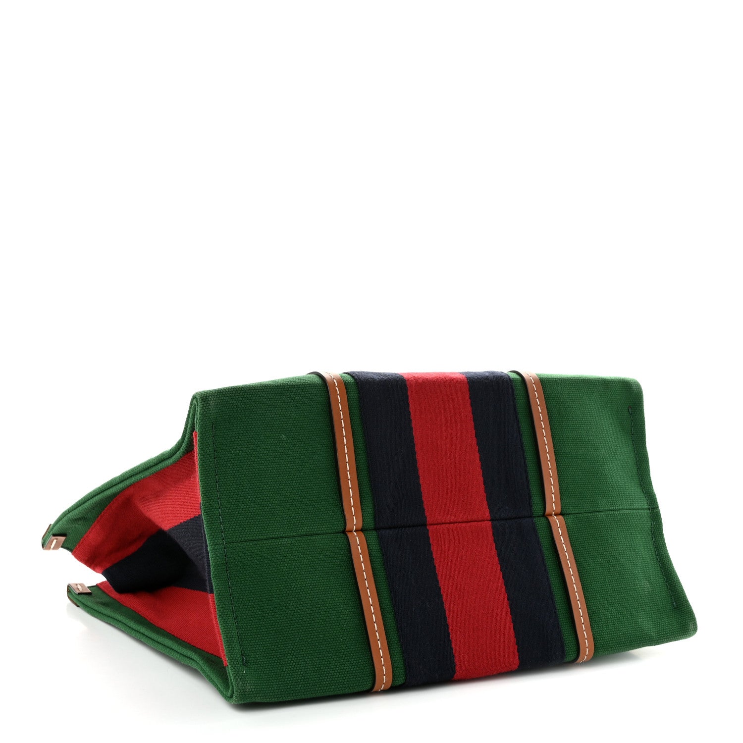Gucci Canvas Calfskin Web Small Interlocking G Tote Bag Green Red 4 of 10