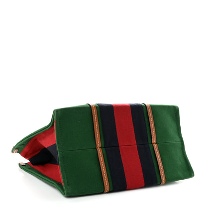 Gucci Canvas Calfskin Web Small Interlocking G Tote Bag Green Red 4 of 10