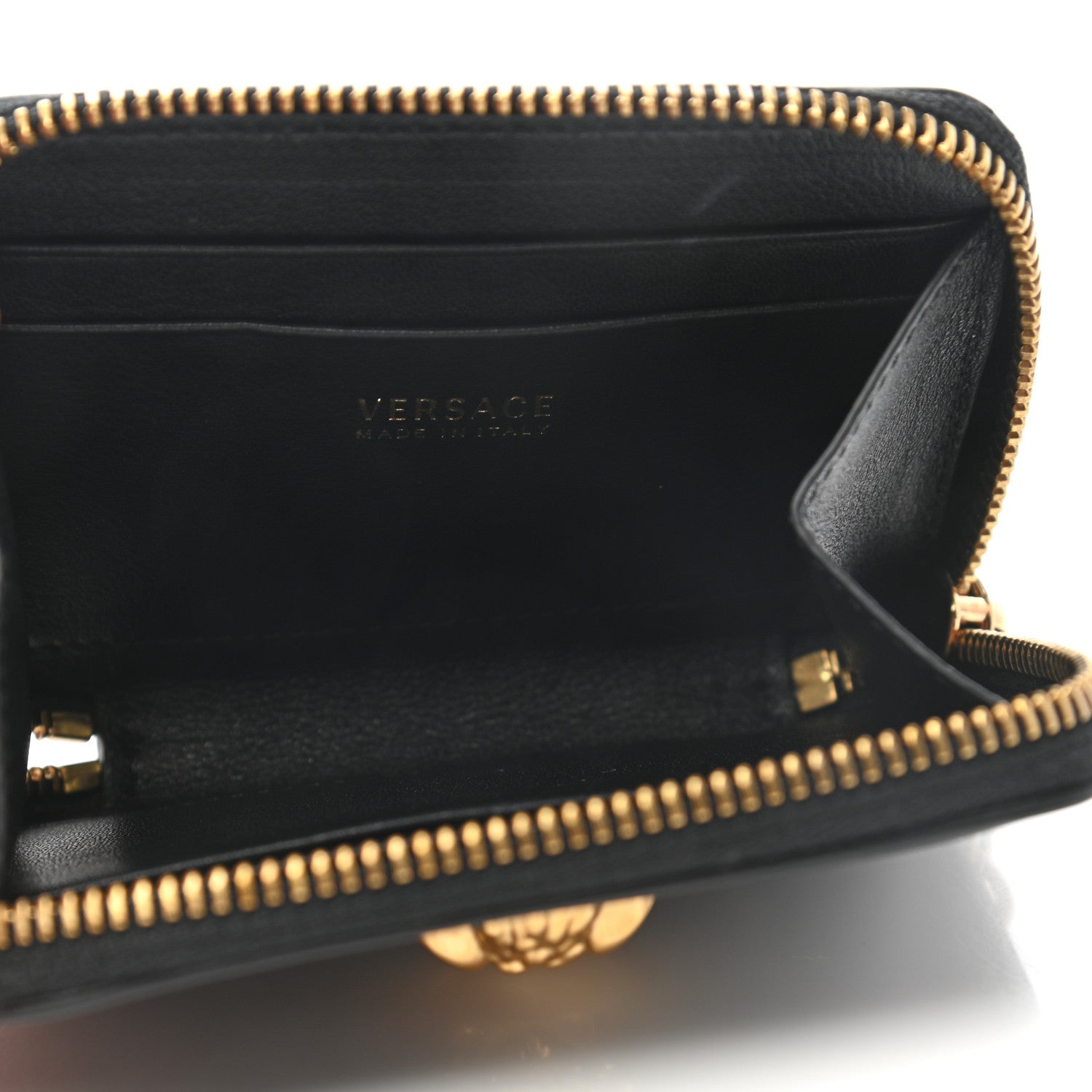 Versace Calfskin Medusa Compact Zip Around Wallet Black 5 of 7