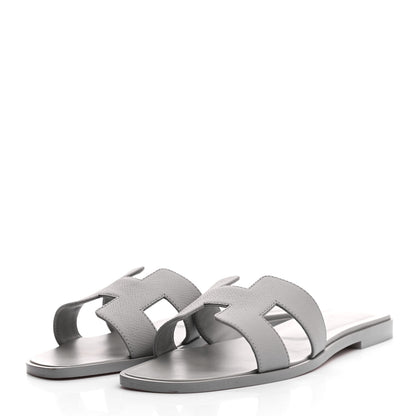 Hermes Epsom Oran Sandals 37.5 Bleu Glacier 3 of 8