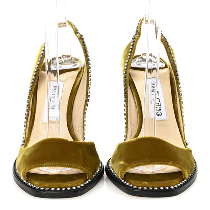Jimmy Choo Velvet Crystal Bel 100 Pumps 37 Citrus 3 of 8
