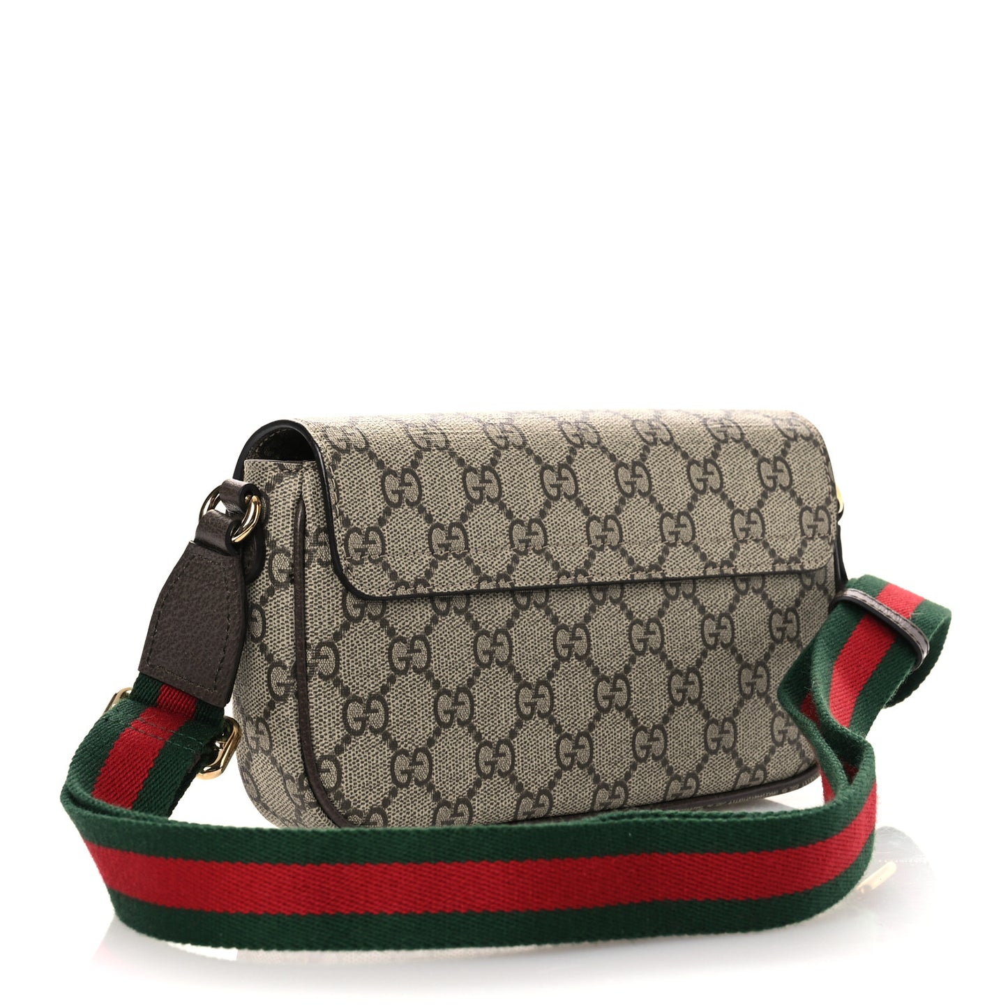 GG Supreme Monogram Textured Dollar Calfskin Web Mini Ophidia Envelope Shoulder Bag Beige Ebony