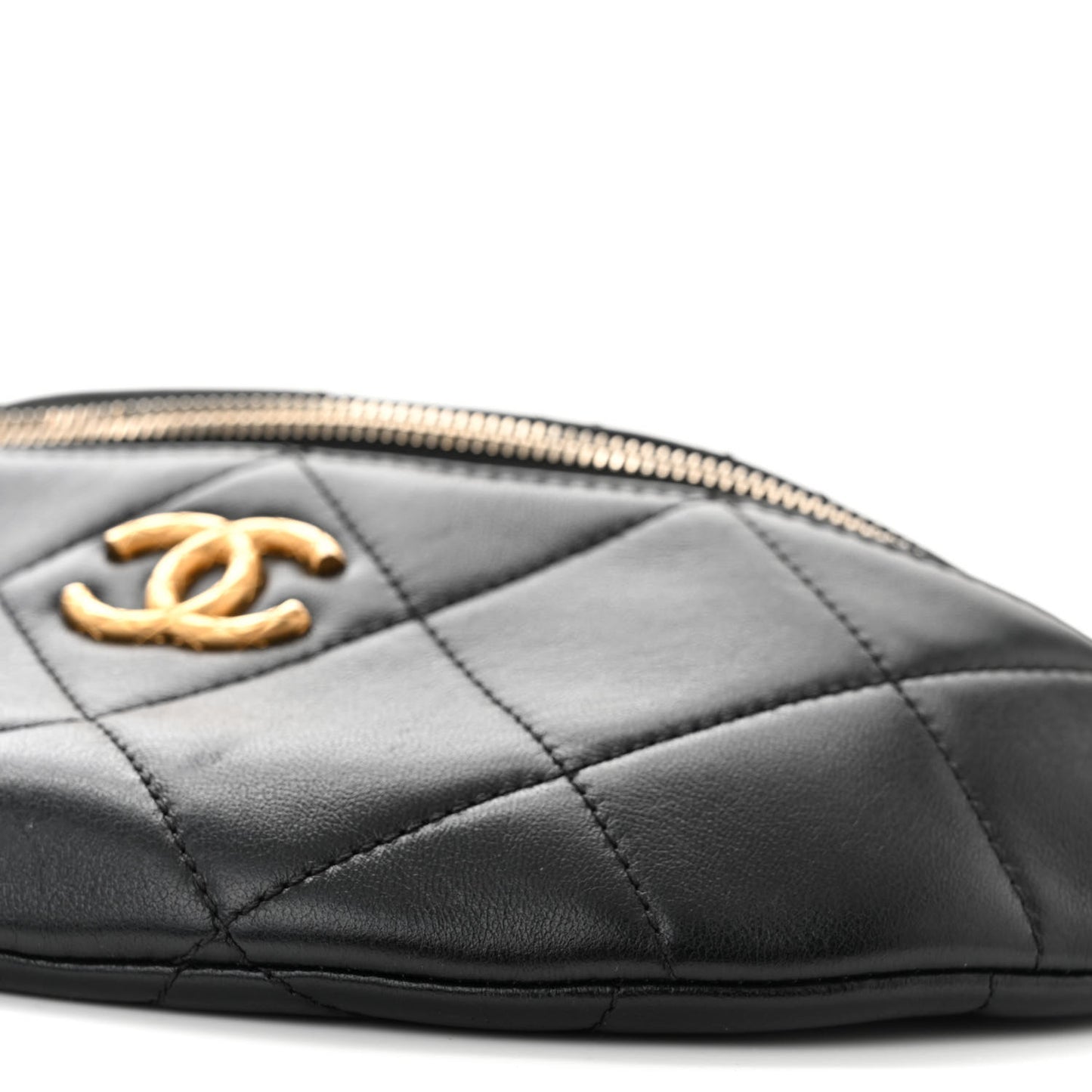 Lambskin Enamel Quilted Waist Bag Black