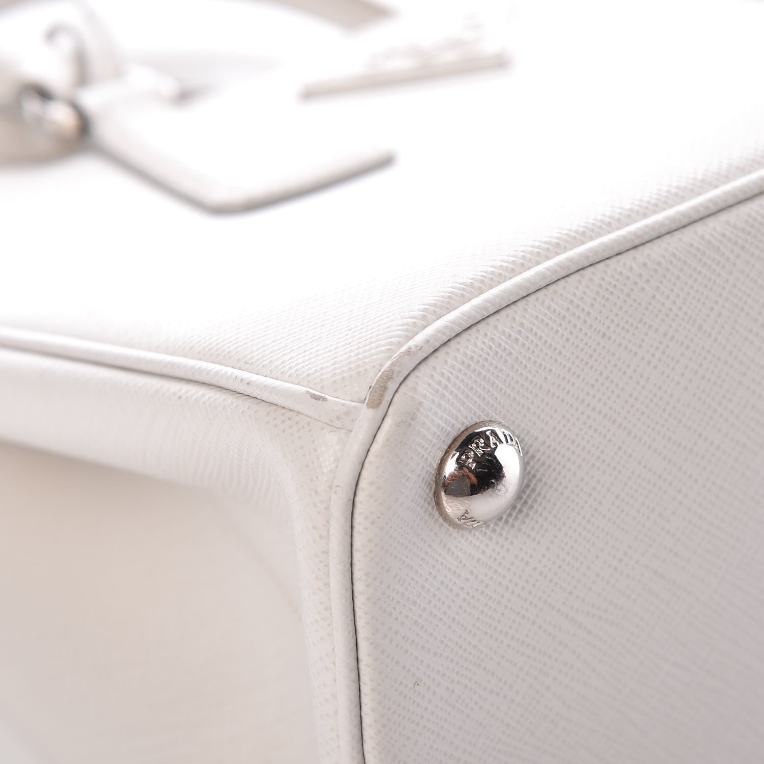 Prada Saffiano Lux Mini Double Zip Galleria Tote Talco 7 of 12