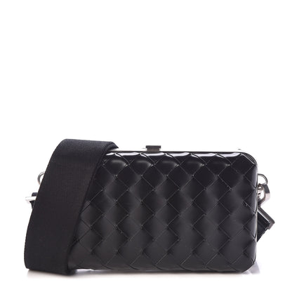 Bottega Veneta Spazzolato Intrecciato Mens Crossbody Messenger Case Black 1 of 8
