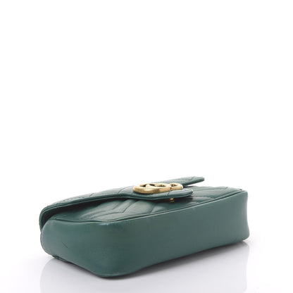 Gucci Calfskin Matelasse Super Mini GG Marmont Shoulder Bag Emerald Green 4 of 11