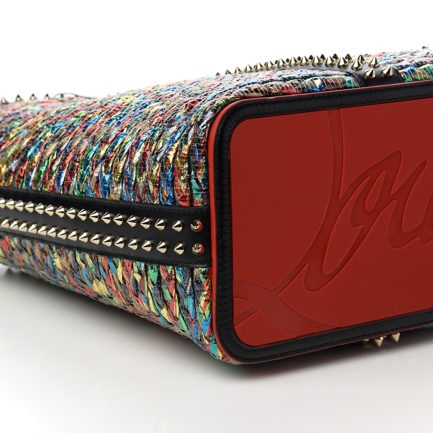 Christian Louboutin Calfskin Metallic Straw Spikes East West Cabata Tote Multicolor 6 of 10