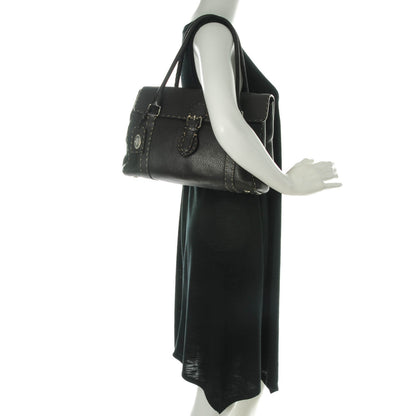 Fendi Calfskin Romano Selleria Medium Linda Satchel Brown 2 of 10