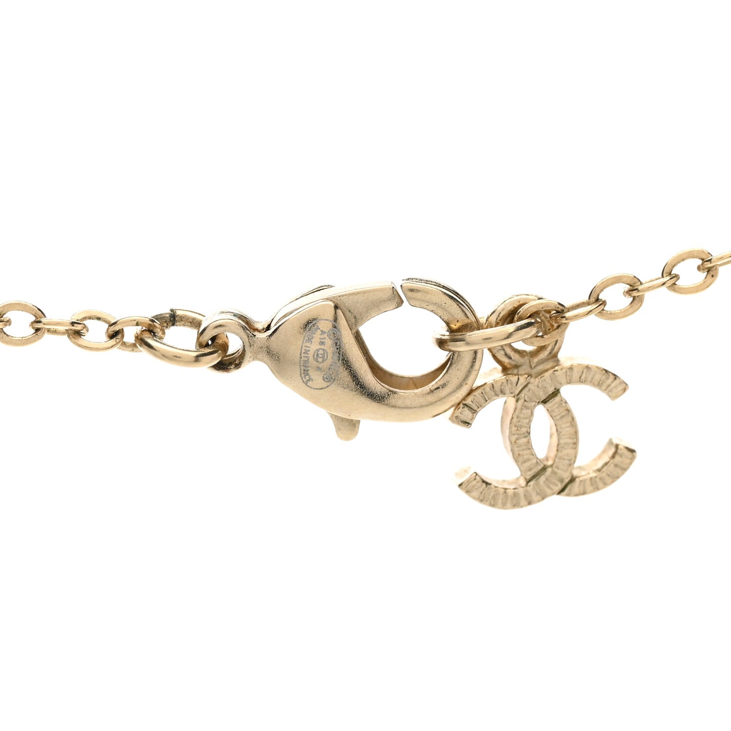 Crystal CC Pearl Drop Necklace Gold