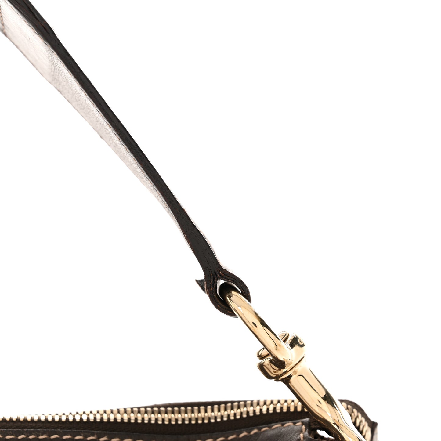 Canvas Bamboo Horsebit Print Hobo White