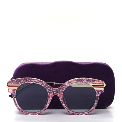Gucci Acetate Round Frame Web Sunglasses GG0282SA Pink 8 of 8