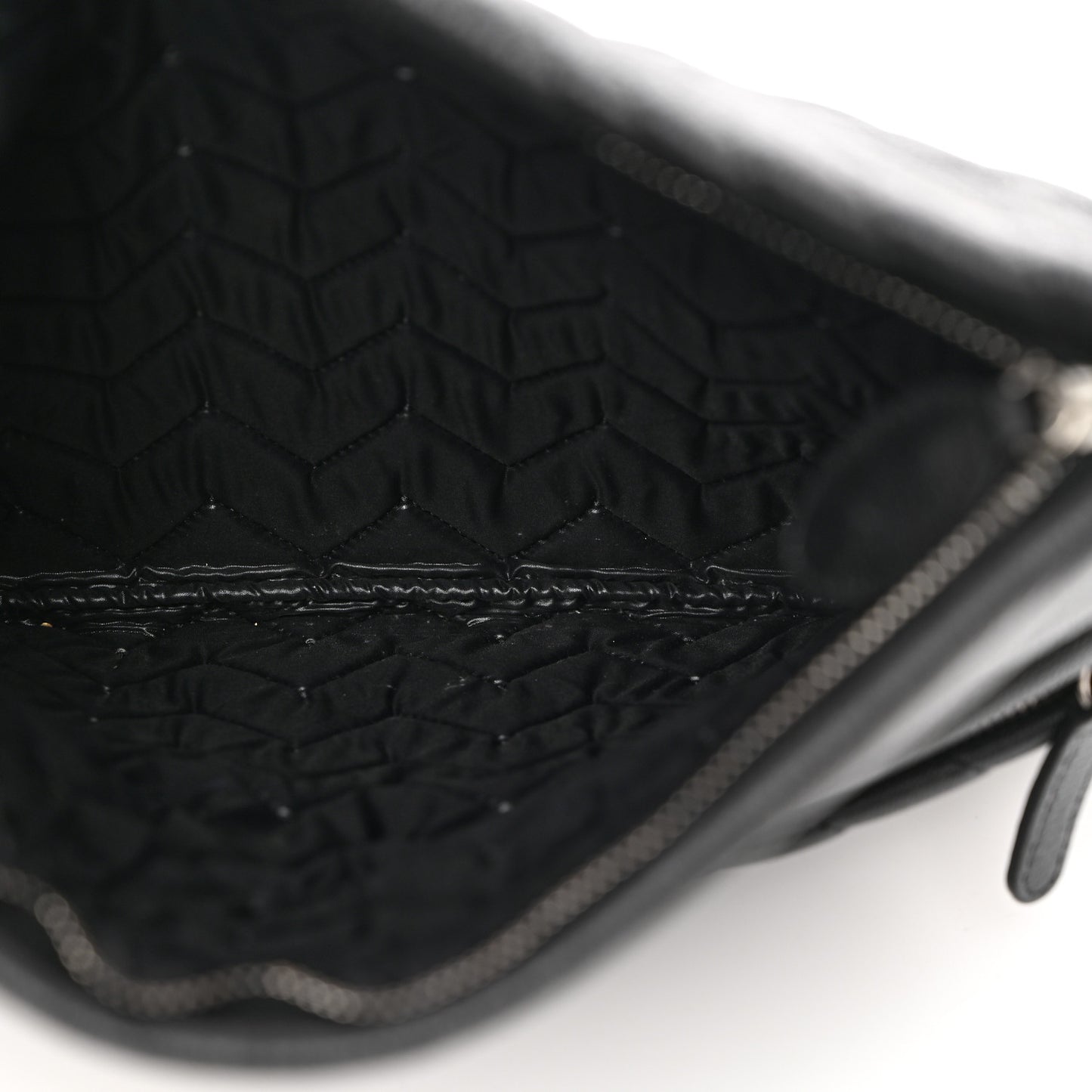 Calfskin Chevron CC Beauty Clutch Black