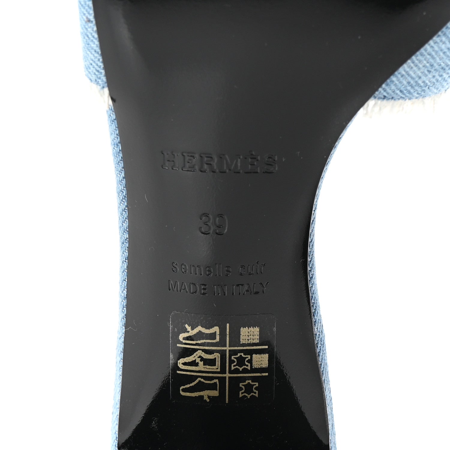 Hermes Denim Fringe Oasis Sandals 39 Bleu Clair 7 of 10