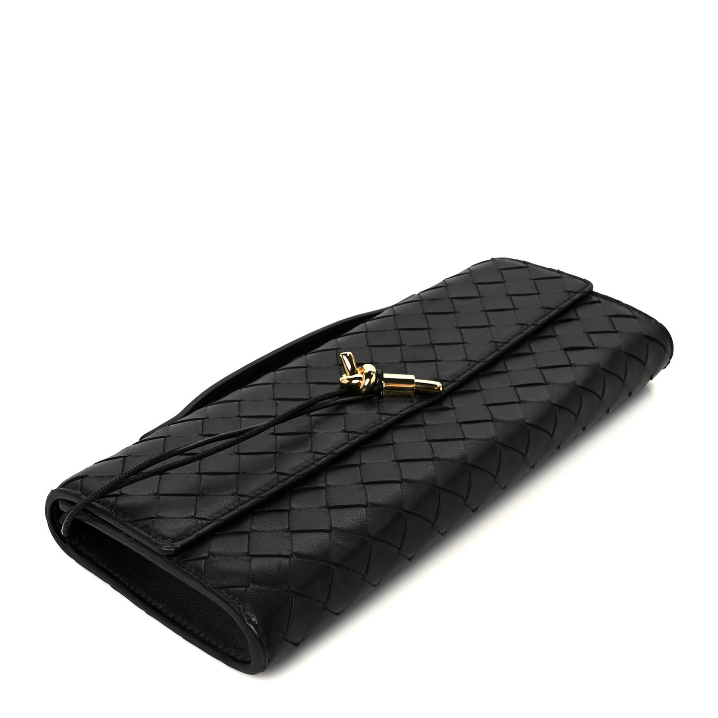 Nappa Intrecciato Long Andiamo Top Handle Clutch Black