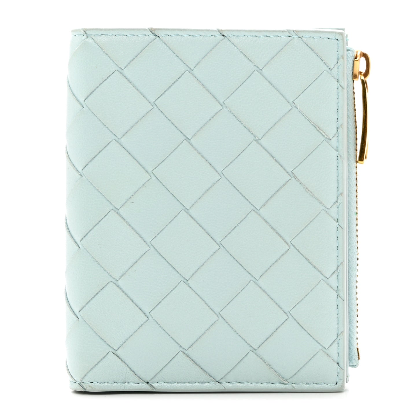 Nappa Intrecciato Bifold Zip Wallet Teal Washed