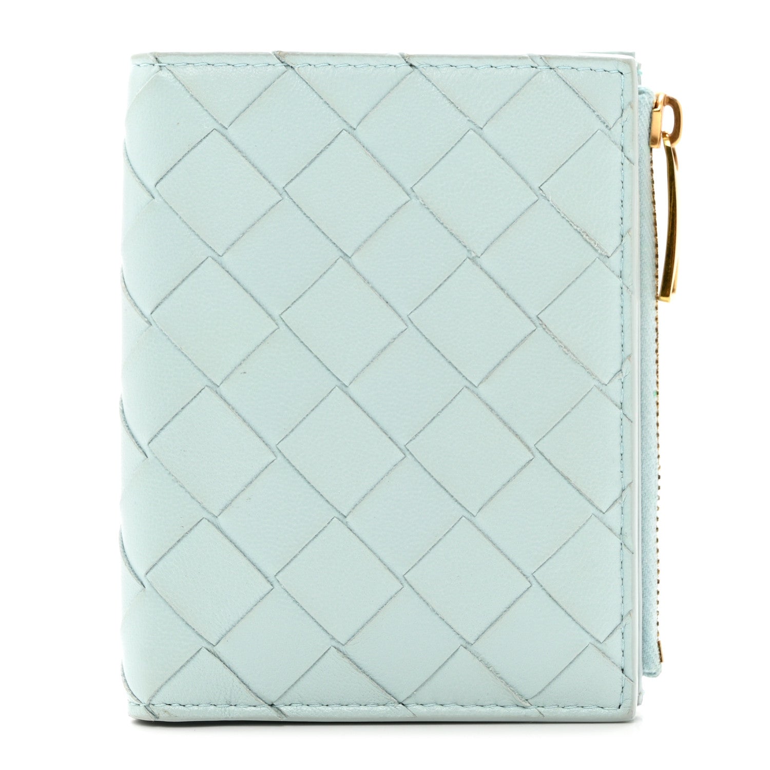 Bottega Veneta Nappa Intrecciato Bifold Zip Wallet Teal Washed 1 of 7