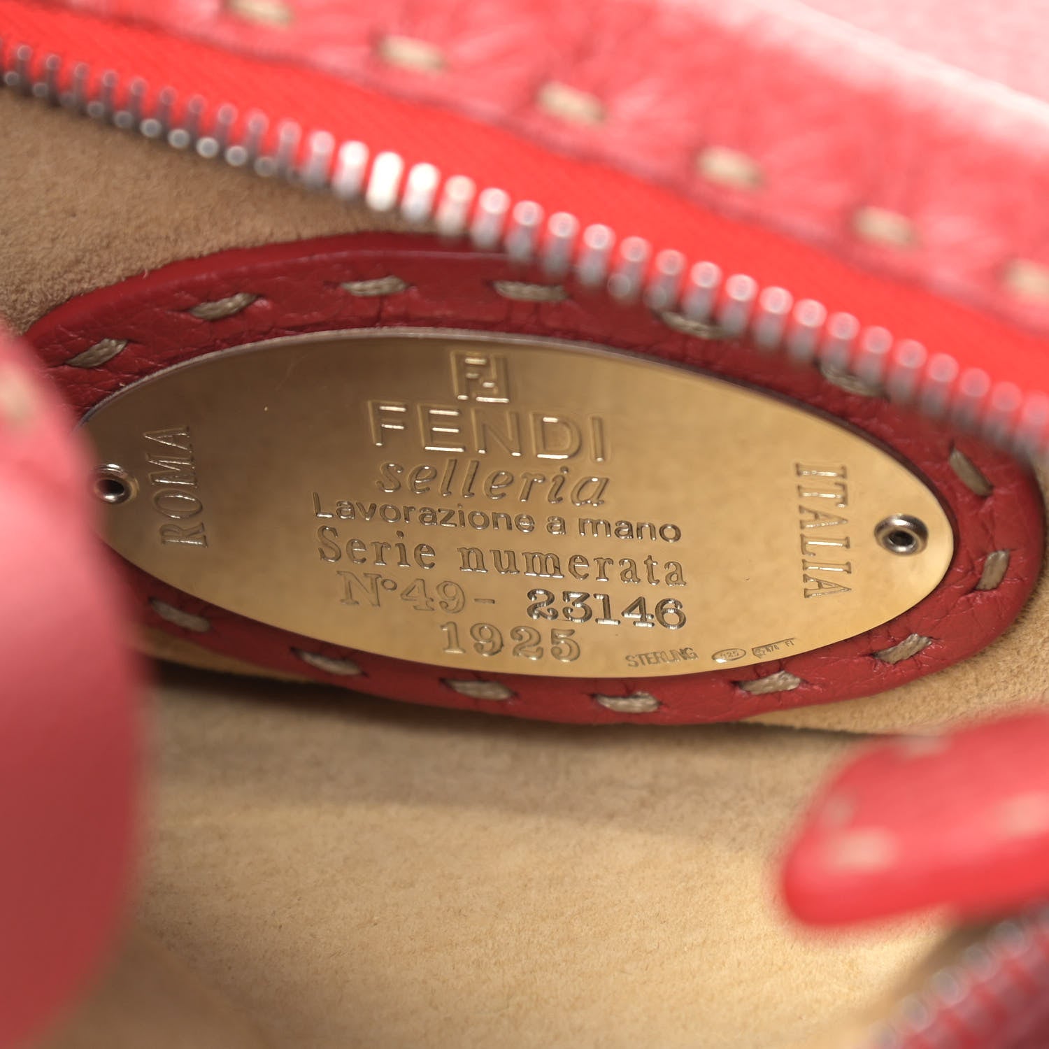 Fendi Calfskin Romano Selleria Hobo Bag Red 6 of 10
