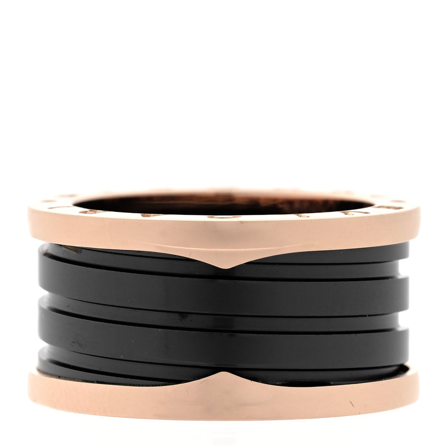 18K Rose Gold Black Ceramic B.Zero1 Four-Band Ring 57 8