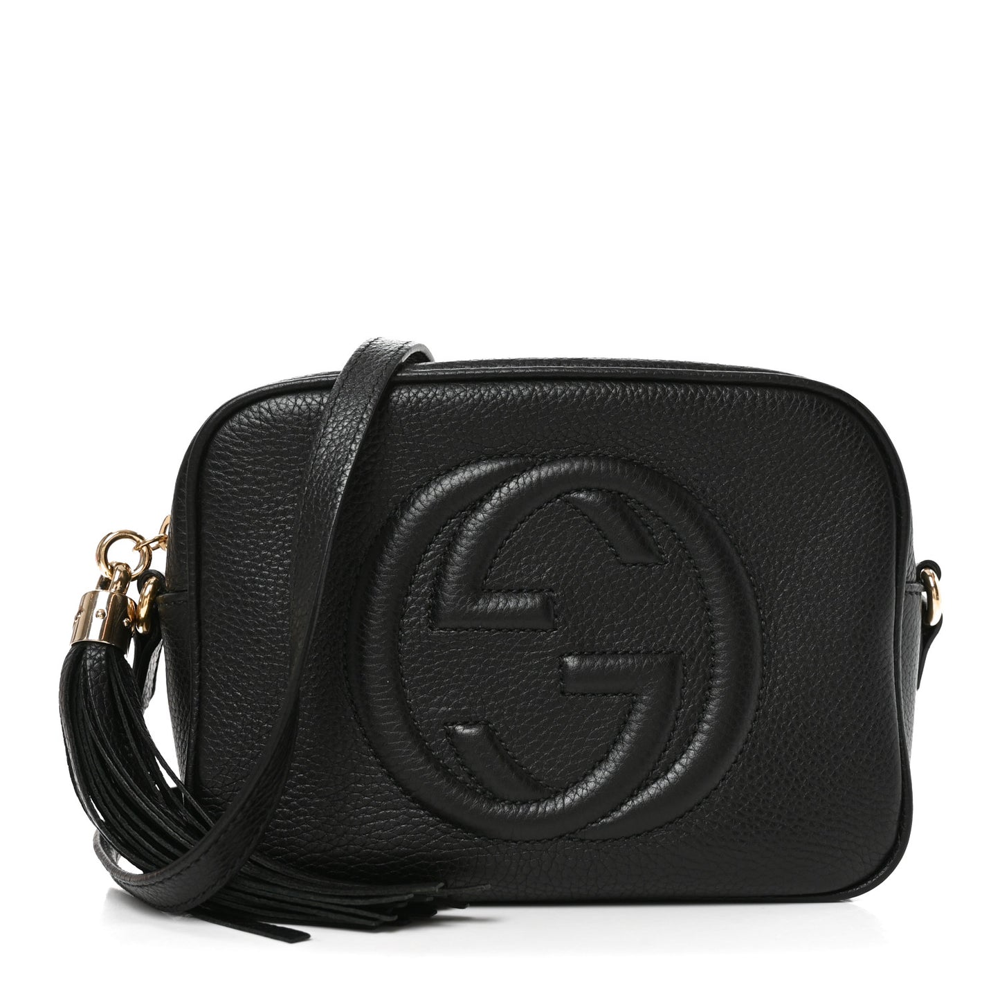 Pebbled Calfskin Small Soho Disco Bag Black