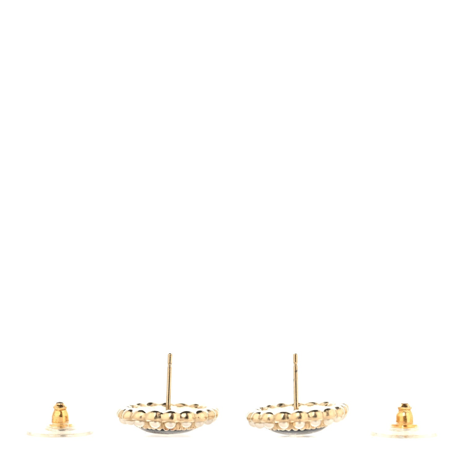 Chanel Pearl Enamel CC Oval Earrings Gold Black 3 of 4