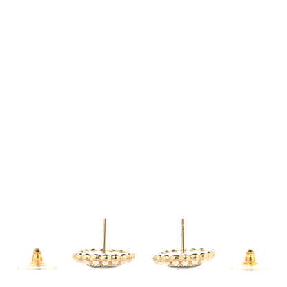 Chanel Pearl Enamel CC Oval Earrings Gold Black 3 of 4