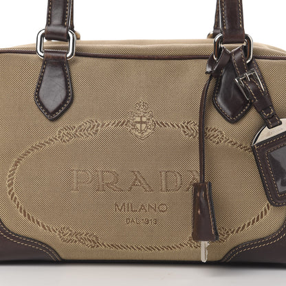 Prada Jacquard Logo Bauletto Corda Bruciato 12 of 12