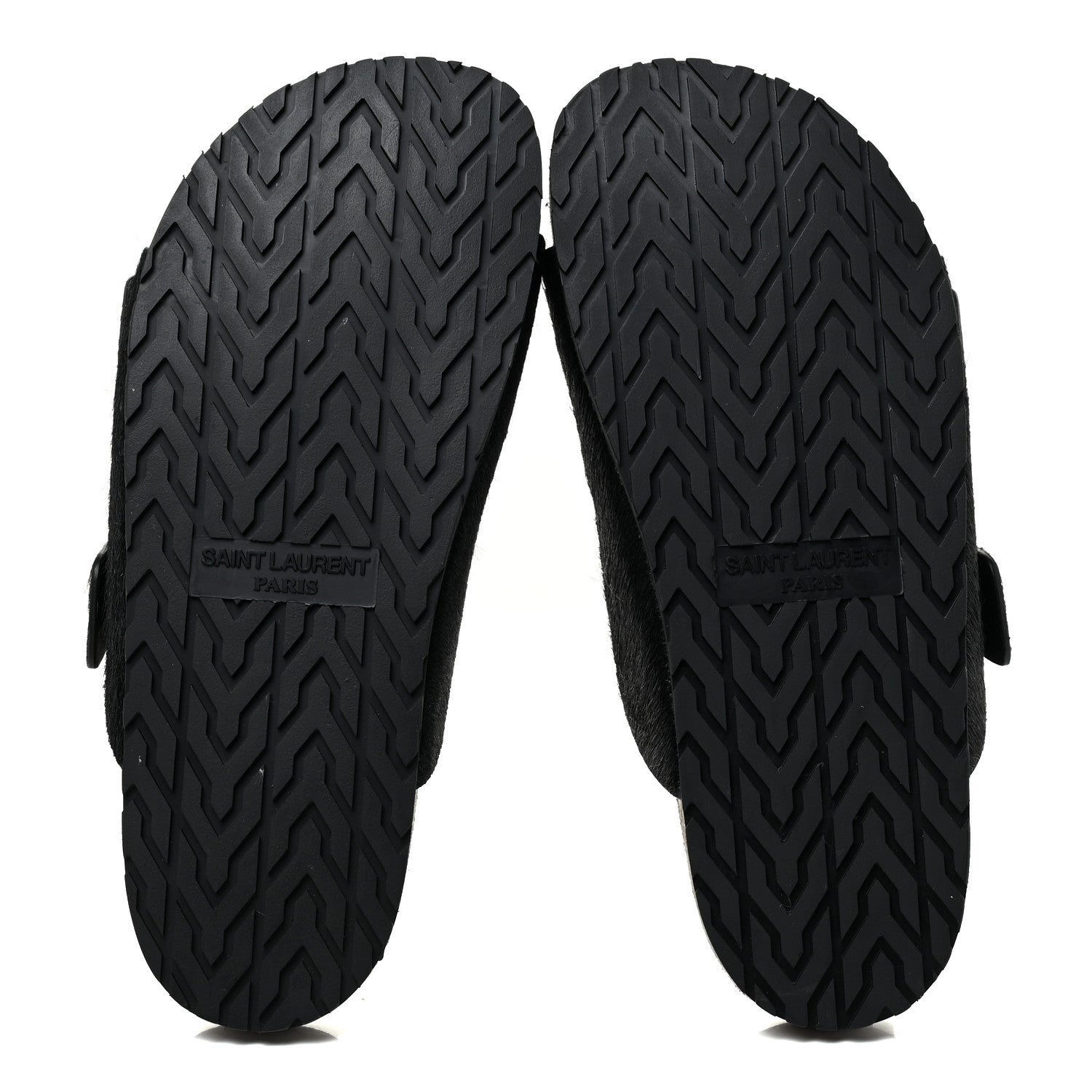 Saint Laurent Calf Hair Jimmy Cross Slides 38.5 Black 5 of 12