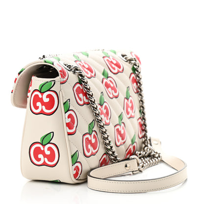 Gucci Calfskin Matelasse Diagonal GG Apple Small GG Marmont Shoulder Bag Ivory 3 of 10