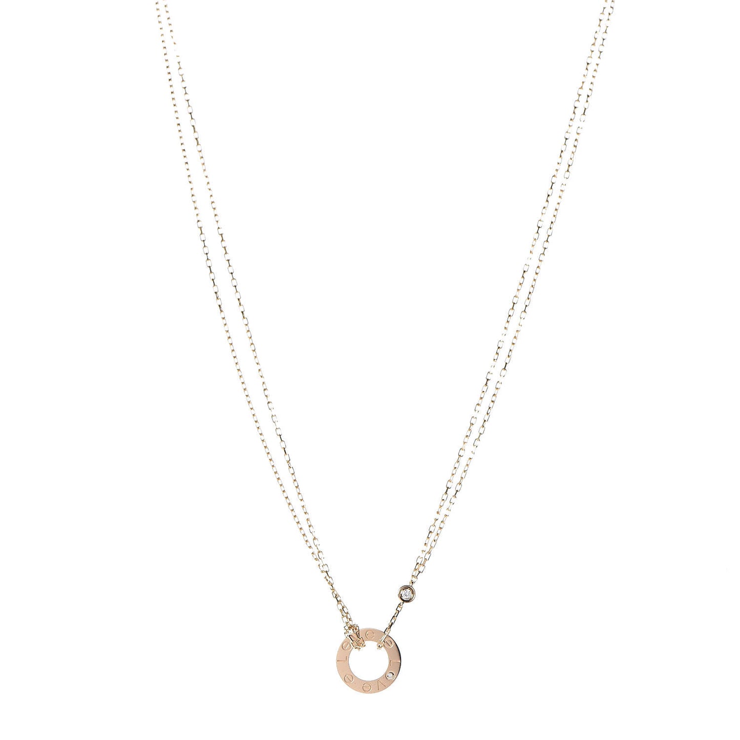 18K Yellow Gold 2 Diamond LOVE Necklace