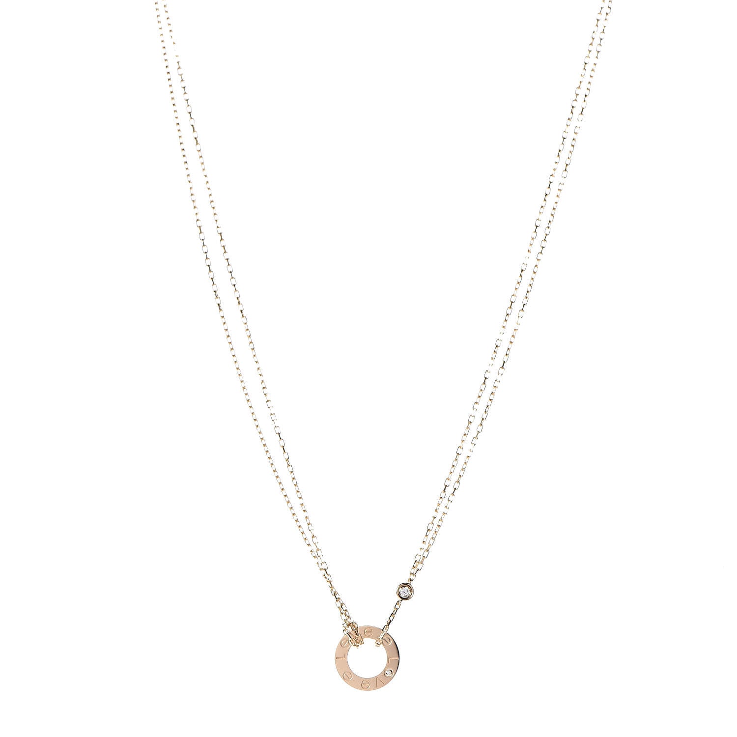 Cartier 18K Yellow Gold 2 Diamond LOVE Necklace 1 of 10