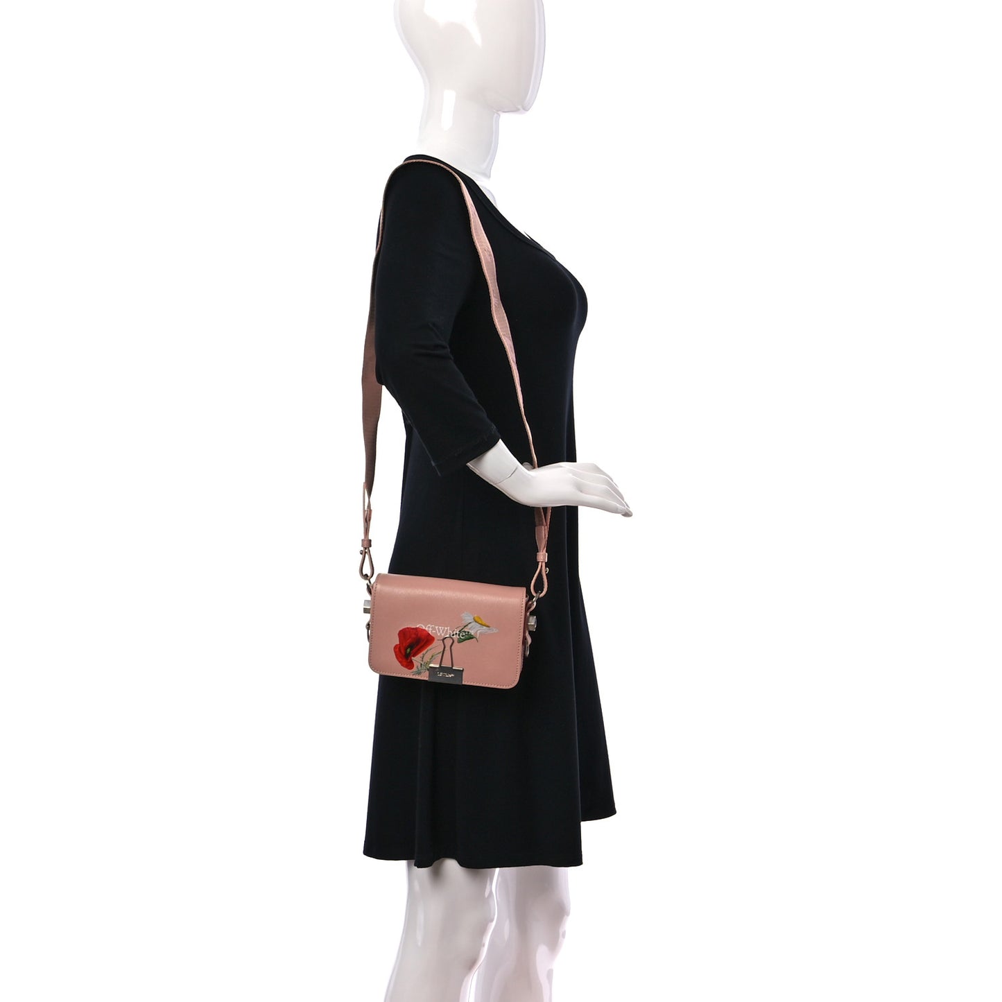 Saffiano Floral Printed Mini Diag Binder Clip Bag Pink Multicolor