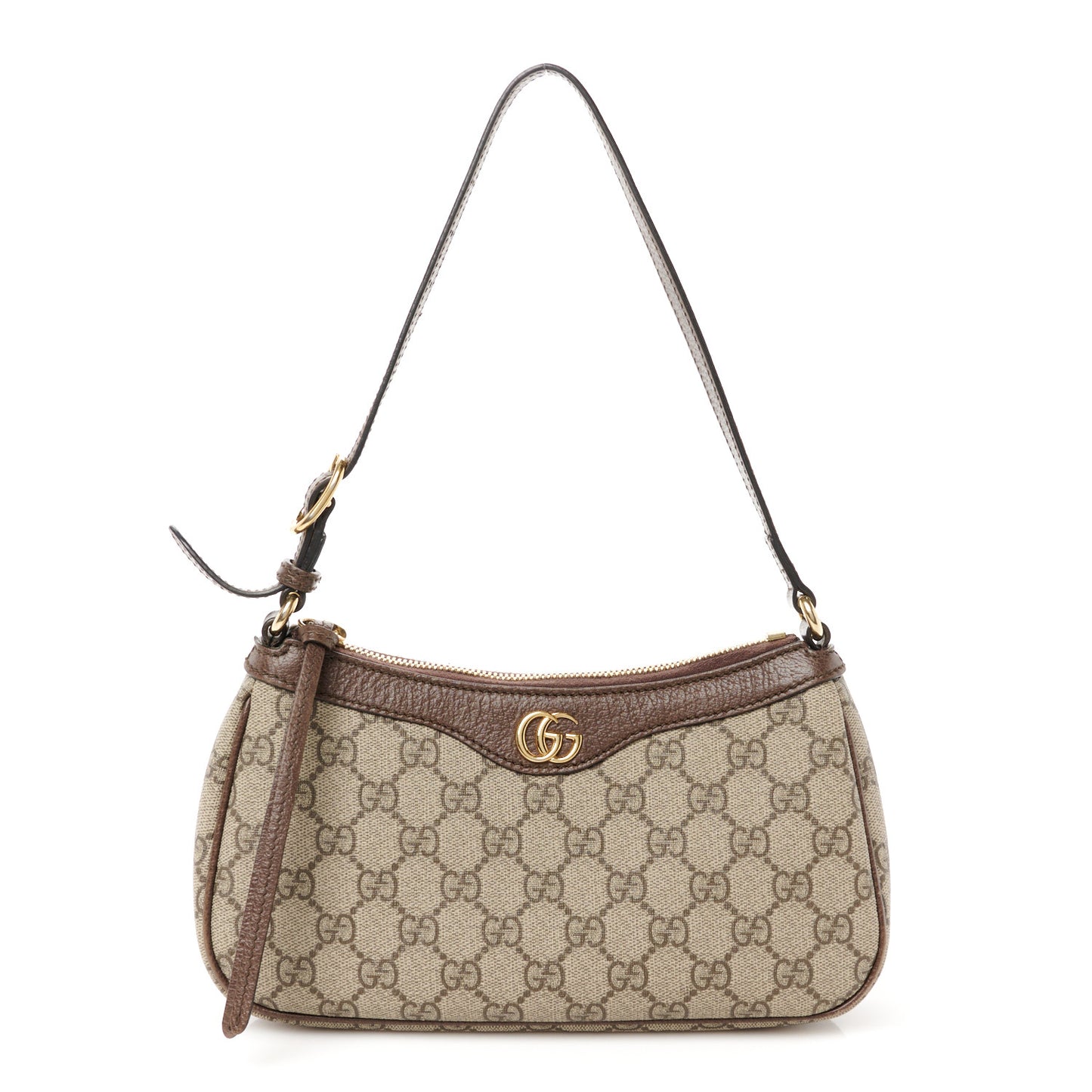 GG Supreme Monogram Textured Dollar Calfskin Small Ophidia Hobo Beige Ebony New Acero