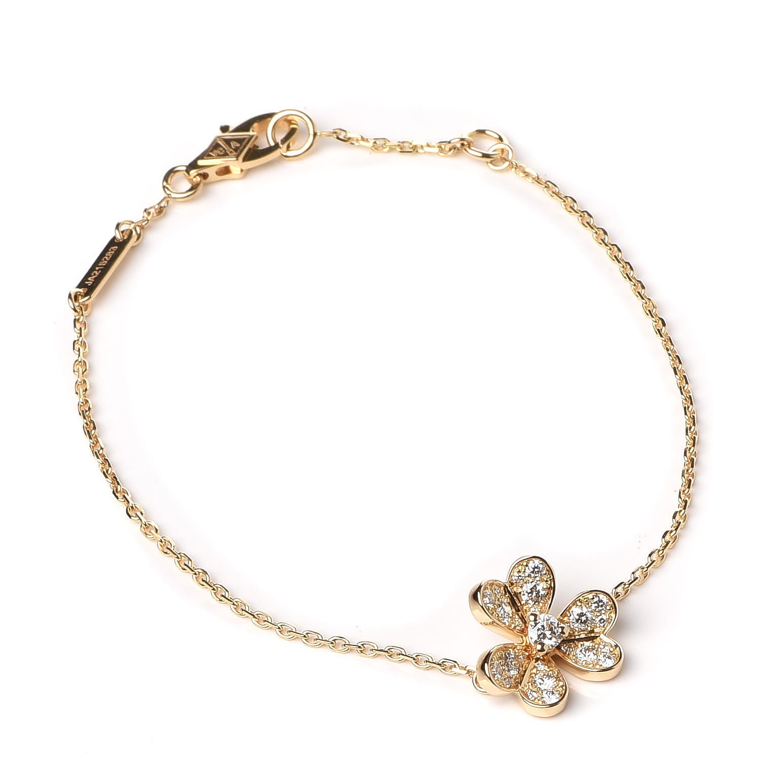 Van Cleef & Arpels 18K Yellow Gold Diamond Mini Frivole Pave Bracelet 1 of 8