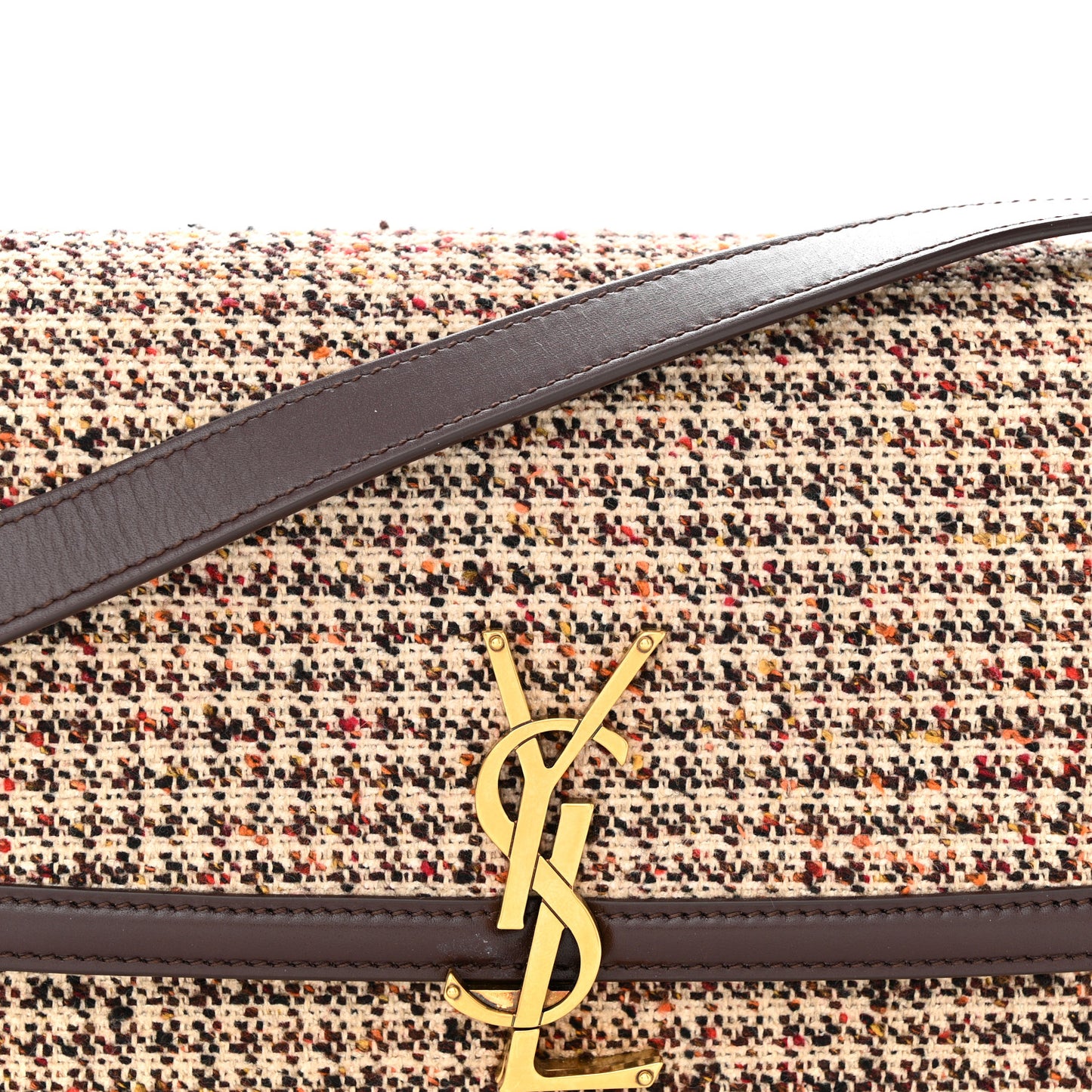 Tweed Houndstooth Medium Solferino Satchel Umber