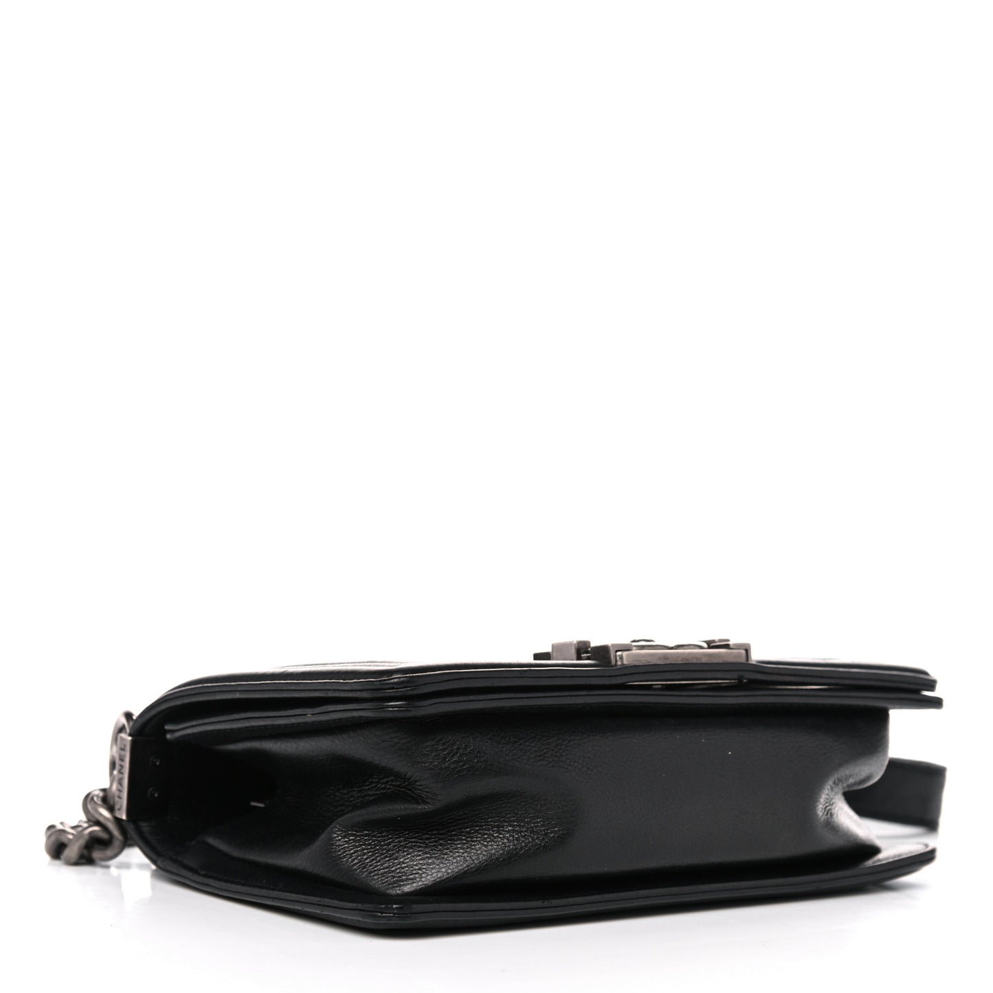 Calfskin Quilted Small Boy Flap Black