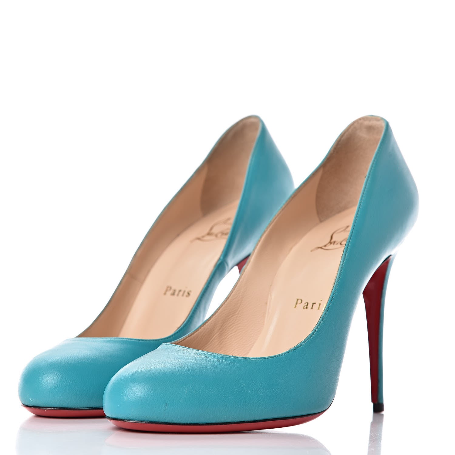 Christian Louboutin Calfskin Fifi 100 Pumps 37 Turquoise 3 of 10
