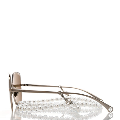 Chanel Butterfly Removable Pearl Chain Sunglasses 4262 Brown 3 of 8