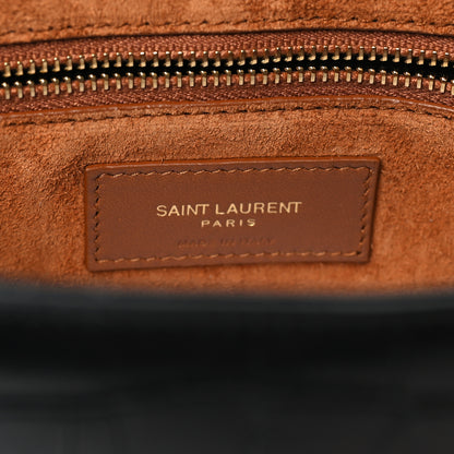 Saint Laurent Calfskin Crocodile Embossed LE 5 A 7 Hobo Black 6 of 10