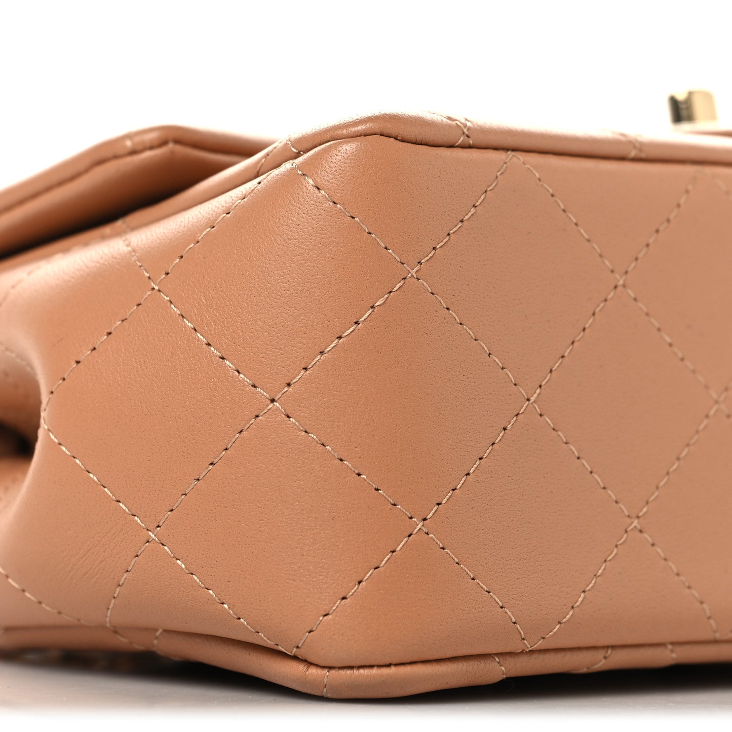 Lambskin Quilted Mini Rectangular Flap Brown