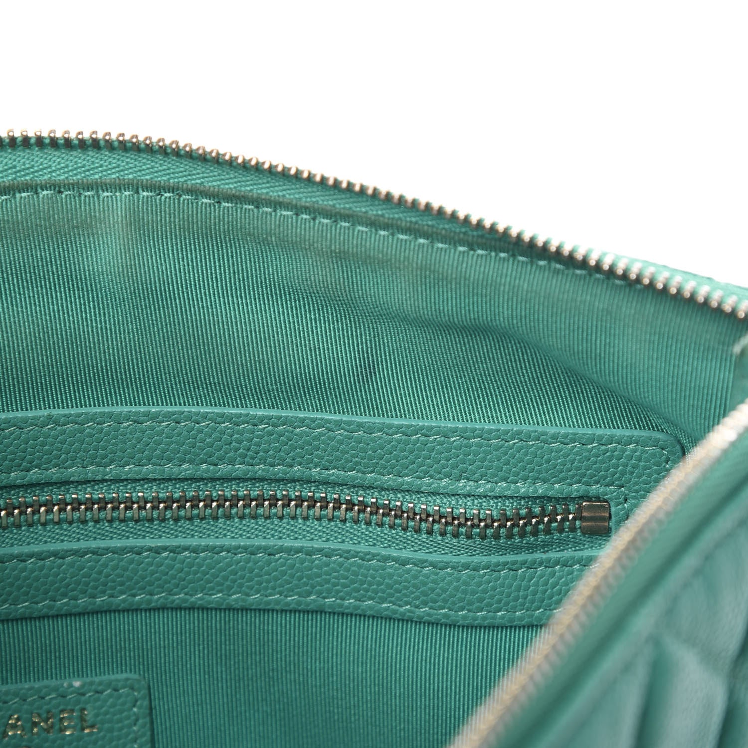 Chanel Caviar Quilted Medium Cosmetic Case Turquoise 7 of 9