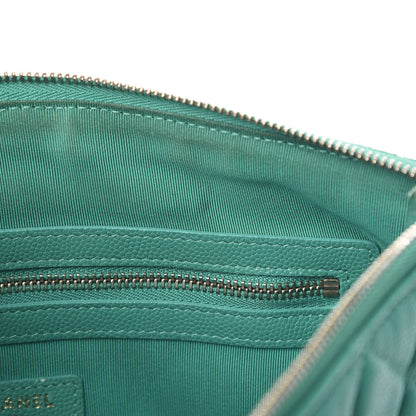 Chanel Caviar Quilted Medium Cosmetic Case Turquoise 7 of 9