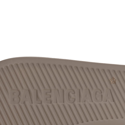 Balenciaga Rubber Allover Logo Pool Slide Sandals 36 Dark Mink 7 of 8