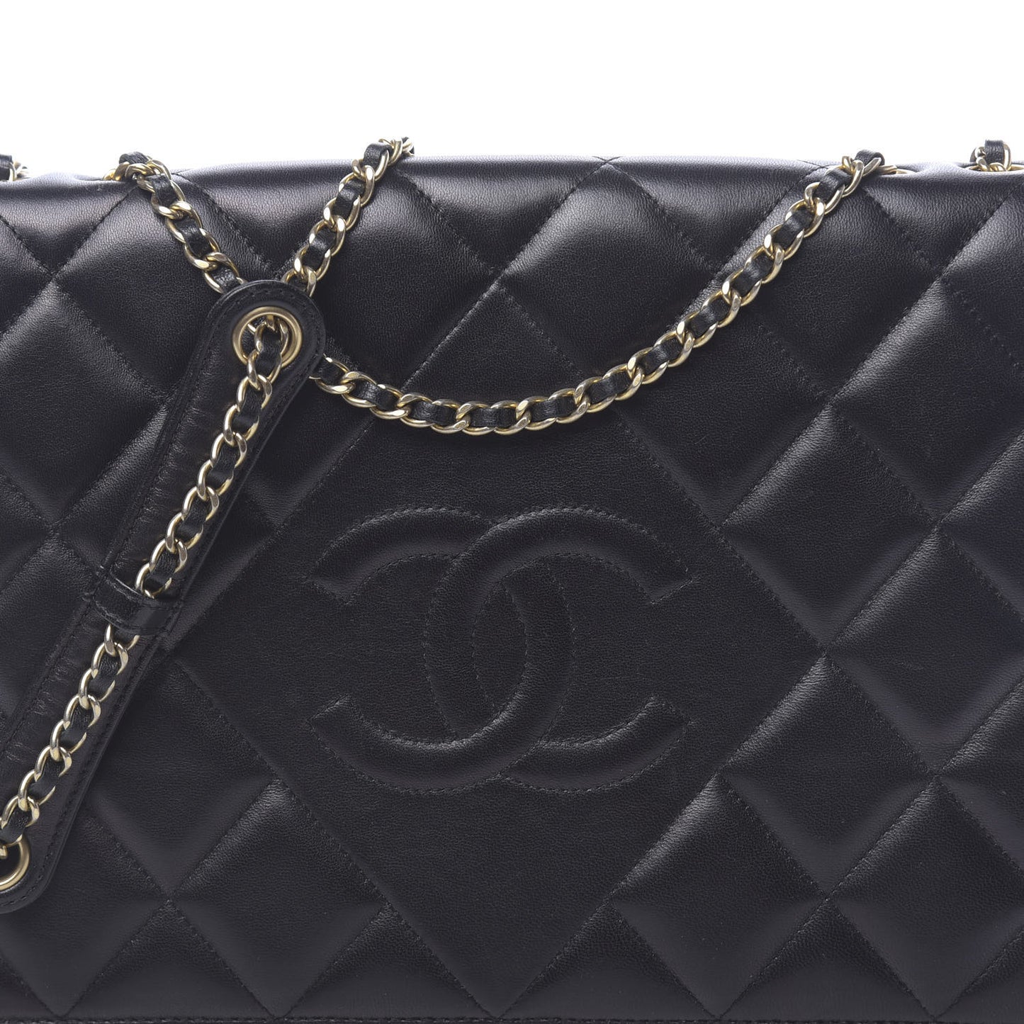 Lambskin Quilted Medium Diamond CC Flap Black