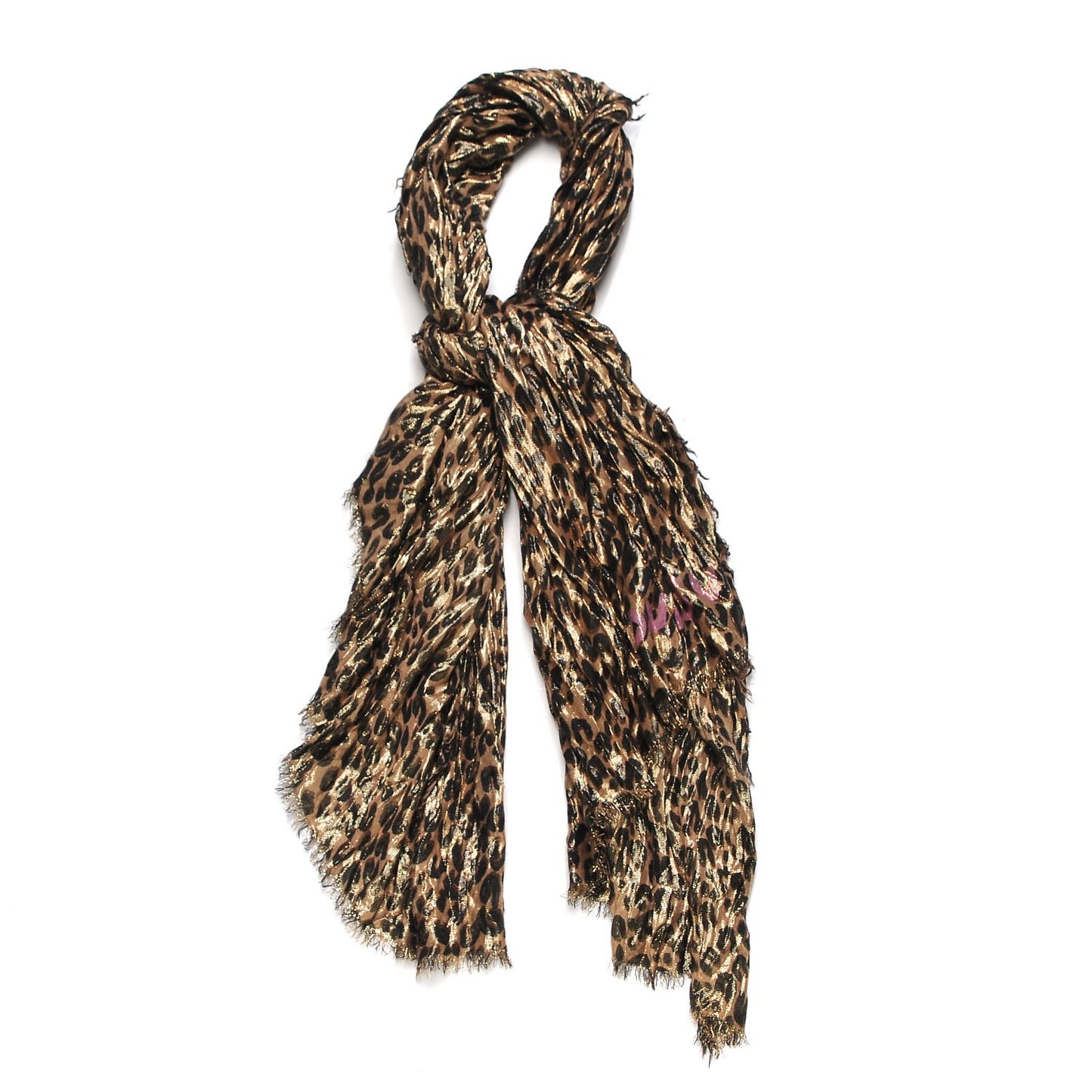 Cashmere Silk Leopard Etole Stole Disco Marron