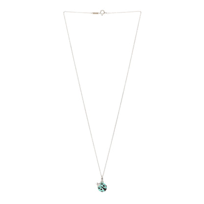 Tiffany Sterling Silver Enamel Ladybug Pendant Necklace Blue Black 3 of 4