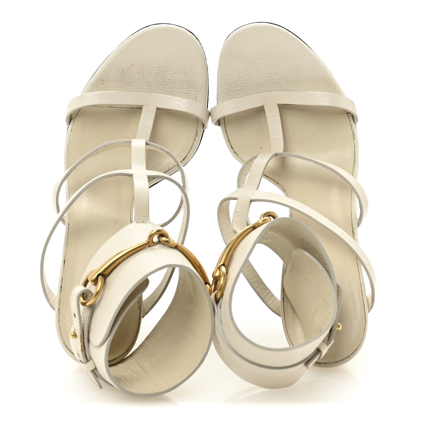 Calfskin Ursula Ankle Wrap Caged Sandals 37.5 Mystic White